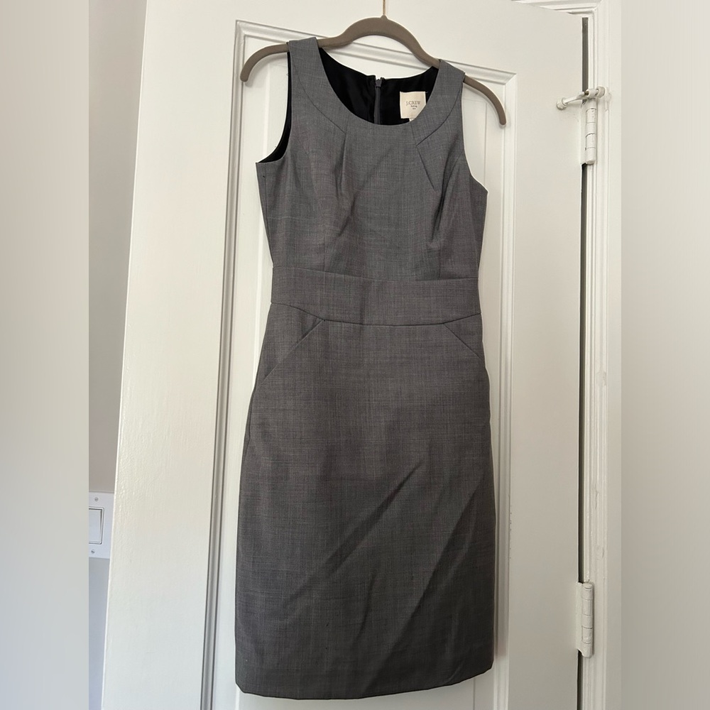 Light gray career dress - sleeveless and fully lined.